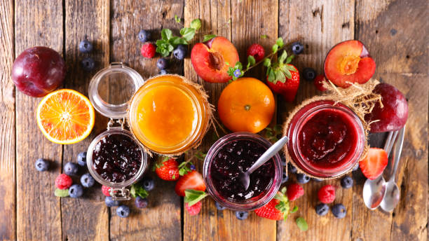 Assorted fruit jam top view